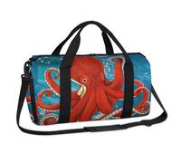 Octopus Sporttasche mit rotem Oktopus, Wochenende, Übernachtungstasche, lässige Tragetasche, Reisetasche, Reisetasche, für Kinder, Mädchen, Jungen, Damen, Herren