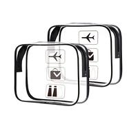 Oderra 2 Stück Kulturbeutel Transparent, Kosmetiktasche, TSA-geprüft Flugzeug Beutel, Reisezubehör von Durchsichtige Tasche Damen & Herren