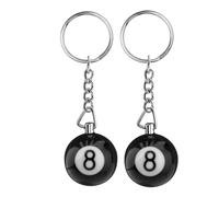 ODETOJOY Billard-Schlüsselanhänger, Poolkugel-Schlüsselanhänger, Glücksbringer-Schlüsselanhänger, Poolspieler-Geschenk für Billard-Liebhaber, Schwarz Nr. 8 Schlüsselring aus Legierung. (2 Stück/Set)