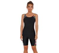 Odizli Badeanzug Damen mit Bein Cups Sport Ärmellos Push Up Bauchweg Schwimmanzug Badeanzüge Frauen Sommer Burkini Rashguard Bademode Neopren Strandmode Women Sun Permeable Swimsuit Schwarz Gelb XL