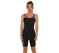 Odizli Badeanzug Damen mit Bein Sport Ärmellos Push Up Bauchweg Schwimmanzug mit Cups Badeanzüge Frauen Sommer Burkini Rashguard Bademode Neopren Strandmode Women Sun Permeable Swimsuit Schwarz Rot M