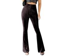 Odizli Cordhose Schlaghose Damen 70er Samt High Waist Locker Bootleg Baggy Stretch Elegant Business Flare Marlenehose Lang Weite Hose Frauen Jogginghosen Bundfaltenhose Freizeithose Hosen Kaffee 3XL