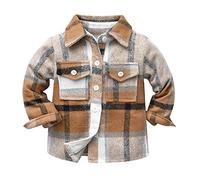 Odizli Kinder Kleinkind Baby Jungen Mädchen Langarm Button-Down Plaid Kariertes Hemd Karohemd Flanellhemd Blouson Jacket Mantel Holzfällerhemd Herbst Winter Hemdjacke Hemdbluse Kaffee 6-7 Jahre
