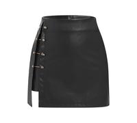 Odizli Lederrock Damen Schwarz Sexy Minirock Wetlook PU Lack und Leder High Waist Kurz Röcke Bodycon Bleistiftrock Mini Rock mit Schlitz Frauen Sommer Clubwear Party Rave Festival Outfit Schwarz S