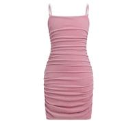 ODIZLI Mädchen gerüschtes figurbetontes Partykleid aus Netzstoff, ärmellos, Bleistiftkleid, kurzes Kleid, enge Kleider für Teenager, Urlaub, Pink, 11-12 Jahre