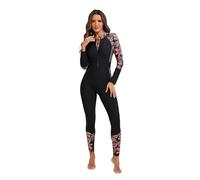 Odizli Neoprenanzug Damen Badeanzug mit Bein Cups Schwimmanzug Burkini Muslim Muslimische Frauen Langarm Reißverschluss Lang Rashguard Bademode Surfanzug Sun Permeable Swimsuit Orange S