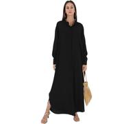 ODIZLI Ramadan-Abaya für Damen, muslimisches Kleid mit Fledermausärmeln, Gebetskleid, Kaftan, islamisches, locker sitzendes Maxikleid aus Dubai, Schwarz, One Size