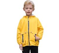 Odizli Regenjacke Kinder Baby Kleinkind Jungen Wasserdicht Atmungsaktiv Matschjacke Jacke Softshelljacke Übergangsjacke Wanderjacke Winterjacke Babyjacke Herbstjacke mit Kapuze Gelb 4-5 Jahre