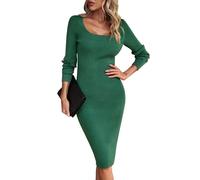 Odizli Strickkleid Damen Winter Herbst Elegant Langarm Geripptes Midi Pulloverkleid mit Schlitz Bodycon Kleid Etuikleid Midikleid Hochzeit Hochzeitsgast Herbstkleid Winterkleid Partykleid Grn L