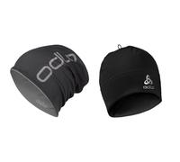 Odlo Unisex Mütze Reversible, Black - odlo Steel Grey, & Unisex Mütze Polyknit WARM ECO, Black,
