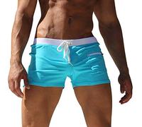 ODOKEI Badehose Herren Badeshorts Männer Kurz Enge Schwimmhose Knappe Schwimmshorts Schnelltrocknend Bademode Kurze Badehosen Badepants Swim Shorts Herren Strand Shorts Strandhose Boardshorts Blau XL