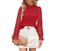 Odosalii Festlich Weihnachtsbluse Damen Party Oberteil Silvester Outfit Elegant Langarm RüSchenbluse Casual Top Shirt