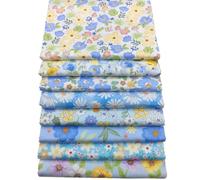 Odot 8 Stück Stoffe zum Nähen Patchwork Stoffreste zum Nähen Quilten Dekoration Basteln Handwerken Reine Stoff Bedruckte Stoffpakete für DIY Dekostoffe Handwerken (Blaue Blumen,50 * 50cm)