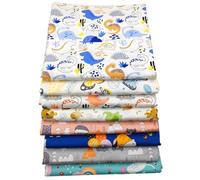 Odot 8 Stück Stoffe zum Nähen Patchwork Stoffreste zum Nähen Quilten Dekoration Basteln Handwerken Reine Stoff Bedruckte Stoffpakete für DIY Dekostoffe Handwerken (Dinosaurier,25 * 25cm)