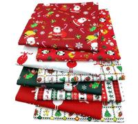 Odot 8 Stück Stoffe zum Nähen Patchwork Stoffreste zum Nähen Quilten Dekoration Basteln Handwerken Reine Stoff Bedruckte Stoffpakete für DIY Dekostoffe Handwerken (Weihnachten,50 * 50cm)