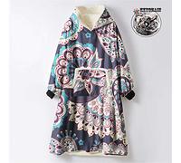 Odot Kapuzenpullover Decke mit Kapuze Mandala Mehrfarbig Hoodie Sweatshirt Tragbare, Plüsch Pullover Weiche Warme Riesen Hoodie Fronttasche Erwachsene (Einheitsgröße (110cm/43in),Weiße Blume)