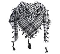 Odoukey 47 x 47 Zoll schwarz-weißer Palästina-Keffiyeh-Schal, weicher karierter Shemagh mit Quasten-Kopf-Hals-Gesichtswickel für Männer, tägliche Parade