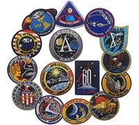 ODSS Apollo Mission Patch Set: 12 Stück, Rechteckig, Patch Set, Aufnäher, Weltraum, NASA Apollo1, 7, 8, 9, 10, 11, 12, 13, 14, 15, 16, 17, Bestickter Aufnäher zum 60. Geburtstag