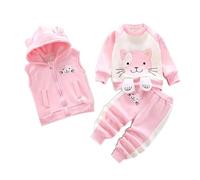 Odziezet Kleinkinder Warm Outfit Kinder Kapuze Ärmellose Weste Anzug Baby Winter Dreiteiliges Outfits Kind Langärmeliges Sweatshirt Hose Sets Babys Cartoon Bär Kleidung 0-4 Jahre