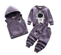 Odziezet Kleinkinder Warm Outfit Kinder Kapuze Ärmellose Weste Anzug Baby Winter Dreiteiliges Outfits Kind Langärmeliges Sweatshirt Hose Sets Babys Cartoon Bär Kleidung 0-4 Jahre
