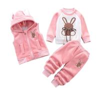 Odziezet Kleinkinder Warm Outfit Kinder Kapuze Ärmellose Weste Anzug Baby Winter Dreiteiliges Outfits Kind Langärmeliges Sweatshirt Hose Sets Babys Cartoon Bär Kleidung 0-4 Jahre (TZP,1-2 Jahre)