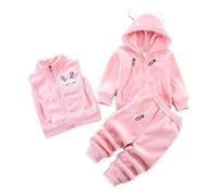 Odziezet Kleinkinder Warm Outfit Kinder Kapuze Ärmellose Weste Anzug Baby Winter Dreiteiliges Outfits Kind Langärmeliges Sweatshirt Hose Sets Babys Cartoon Bär Kleidung 0-4 Jahre (HP,2-3 Jahre)
