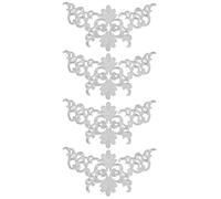 OEBUAFI Feng Wort-gestickte Aufnäher, 4 Stück, Pagode und Wort-Design, Tuch, DIY-Aufnäher-Set, 8-22 Cm, für Kleidungsdekoration und Reparatur (pagodenförmiges Silber)