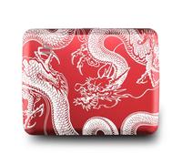 ÖGON -DESIGNS- Aluminium Geldbörse, Große Kapazität mit Metallverschluss, RFID Schutz vor Betrug und Entmagnetisierung, Modell Smart Case Oslo Large (Gravur Dragon)