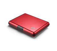 ÖGON -DESIGNS- Aluminium Geldbörse, große Kapazität, RFID-Schutz vor Betrug und Entmagnetisierung, Modell Smart Case Big Stockholm (Aluminium Red)