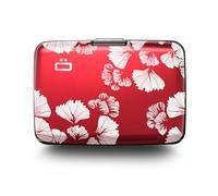 ÖGON -DESIGNS- Aluminium Kartenetui mit Metallverschluss, RFID-Schutz vor Betrug und Entmagnetisierung, Kompakte Geldbörse, Modell Smart Case Stockholm (Gravur Ginkgo)