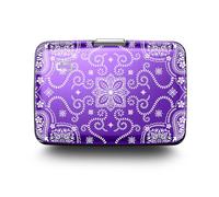 ÖGON -DESIGNS- Aluminium Kartenetui mit Metallverschluss, RFID-Schutz vor Betrug und Entmagnetisierung, Kompakte Geldbörse, Modell Smart Case Stockholm (Gravur Bandana Purple)