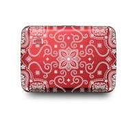 ÖGON -DESIGNS- Aluminium kartenetui mit metallverschluss, RFID Schutz vor betrug und entmagnetisierung, kompakte geldbörse, Modell Smart Case Oslo (Gravur Bandana Red)
