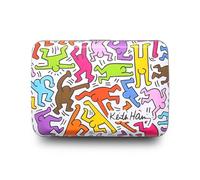 ÖGON -DESIGNS- Aluminium kartenetui mit metallverschluss, RFID Schutz vor betrug und entmagnetisierung, kompakte geldbörse, Modell Smart Case Oslo (Collab Keith Haring Color)