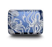 ÖGON -DESIGNS- Aluminium kartenetui mit metallverschluss, RFID Schutz vor betrug und entmagnetisierung, kompakte geldbörse, Modell Smart Case Oslo (Gravur Abyss)