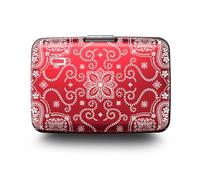 ÖGON -DESIGNS- Aluminium Kartenetui mit Metallverschluss, RFID-Schutz vor Betrug und Entmagnetisierung, Kompakte Geldbörse, Modell Smart Case Stockholm (Gravur Bandana Red)