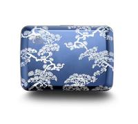 ÖGON -DESIGNS- Aluminium kartenetui mit metallverschluss, RFID Schutz vor betrug und entmagnetisierung, kompakte geldbörse, Modell Smart Case Oslo (Gravur Bonzai)