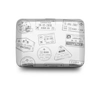 ÖGON -DESIGNS- Aluminium kartenetui mit metallverschluss, RFID Schutz vor betrug und entmagnetisierung, kompakte geldbörse, Modell Smart Case Oslo (Gravur Travel)