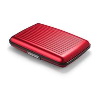 ÖGON -DESIGNS- Aluminium Kartenetui mit Metallverschluss, RFID-Schutz vor Betrug und Entmagnetisierung, Kompakte Geldbörse, Modell Smart Case Stockholm (Aluminium Red)