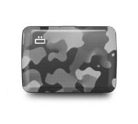 ÖGON -DESIGNS- Aluminium kartenetui mit metallverschluss, RFID Schutz vor betrug und entmagnetisierung, kompakte geldbörse, Modell Smart Case Oslo (Gravur Camo)