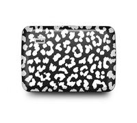 ÖGON -DESIGNS- Aluminium kartenetui mit metallverschluss, RFID Schutz vor betrug und entmagnetisierung, kompakte geldbörse, Modell Smart Case Oslo (Gravur Leopard)