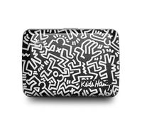 ÖGON -DESIGNS- Aluminium kartenetui mit metallverschluss, RFID Schutz vor betrug und entmagnetisierung, kompakte geldbörse, Modell Smart Case Oslo (Collab Keith Haring White)