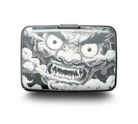ÖGON -DESIGNS- Aluminium Kartenetui mit Metallverschluss, RFID-Schutz vor Betrug und Entmagnetisierung, Kompakte Geldbörse, Modell Smart Case Stockholm (Gravur Demon Tattoo)