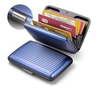 ÖGON -DESIGNS- Aluminium Kartenetui mit Metallverschluss, RFID-Schutz vor Betrug und Entmagnetisierung, Kompakte Geldbörse, Modell Smart Case Stockholm (Aluminium Navy Blue)
