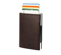 Ögon Smart Wallets - Cascade Wallet - RFID Protection : Protects Your Cards from Stealing - Up to 8 Cards + receits + Notes - Anodised Aluminium & Leather (Dark Brown)