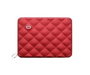 Ögon Smart Wallets - Quilted Passport Aluminium Geldbörse Reise Ideal für Reisen, RFID-Blockierung, 15 Karten, Reisepass, Banknoten und Münzen (Rot)