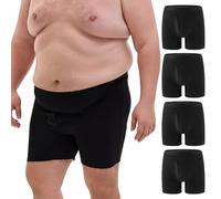 OEIOEI Unterhosen Männer Baumwolle Große Größen Boxershorts Herren Schwarz mit Eingriff Retroshorts 4 Pack (XL,4 Basic Schwarz)