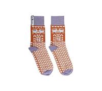 ÖJBRO VANTFABRIK "Fästfolk Estelle & Esbjörn Socken knöchelhoch orange/hellblau/lila Gr. S leichte Stricksocken Merinowolle Strümpfe Strick, aus Schweden