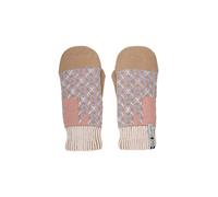 ÖJBRO VANTFABRIK "Geometri Ragna Fäustlinge 4 Lagen beige/hellrosa/hellblau Gr. M 100% Merinowolle Handschuhe Strick warm weich - Hergestellt in Schweden