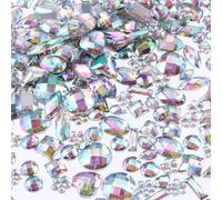 OEMOO 500 Stück Näh-Edelsteine, Acryl, gemischte Formen, zum Aufnähen von Strasssteinen mit Nählöchern, für Bastelarbeiten, Kleider, Kleidung, Schuhe, Taschen, Dekorationen (Crystal AB)
