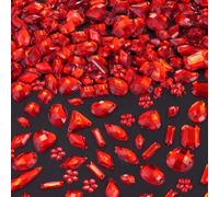 OEMOO 500 Stück Näh-Edelsteine, Acryl, zum Nähen, Kristall, gemischte Formen, zum Aufnähen von Strasssteinen, mit Nählöchern, für Kleidung, DIY, Handwerk, Kostüm, Kleidung, Schuhe, Dekoration (rot)